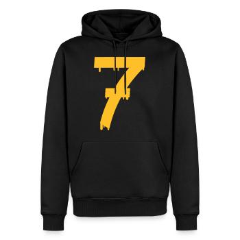 lucky number seven - Männer Premium Bio Hoodie - Schwarz - Vorne - Nico (187cm)
