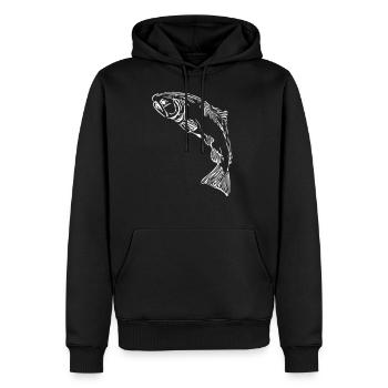 Lachs - Männer Premium Bio Hoodie - Schwarz - Vorne - Nico (187cm)