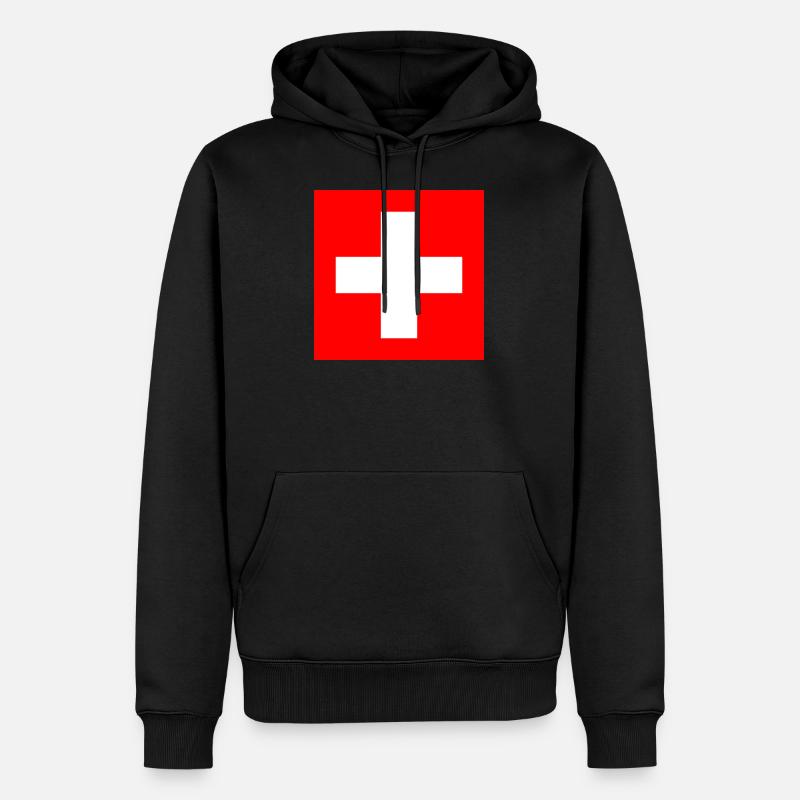 Suisse / Scweizer / Drapeau - Sweat à capuche Premium bio Homme - noir