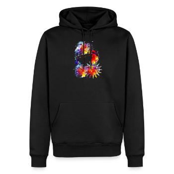 Bunter Mund - Männer Premium Bio Hoodie - Schwarz - Vorne - Nico (187cm)