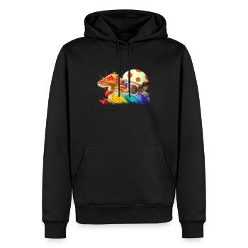 Mushrooms - Männer Premium Bio Hoodie - Schwarz - Vorne - Nico (187cm)