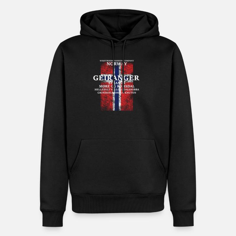 Wikstroem - Drapeau Norvège Geiranger Drapeau Grunge - Sweat à capuche Premium bio Homme - noir