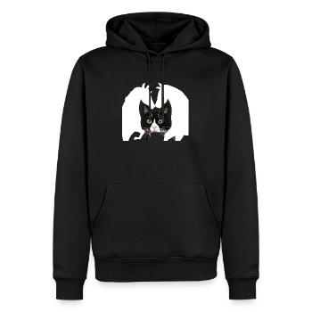 Chat de chat et de cheval cadeau - Sweat à capuche Premium bio Homme - noir - Devant - Nico (187cm)