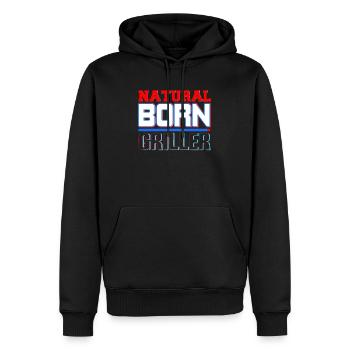 BBQ - Männer Premium Bio Hoodie - Schwarz - Vorne - Nico (187cm)