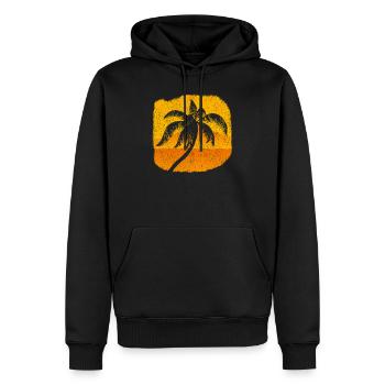 Palm Palm Trees Sunset Beach Retro - Men’s Premium Organic Hoodie - black - Front - Nico (187cm)