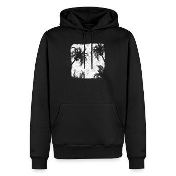 Palm Palm Trees Sunset Beach Retro - Men’s Premium Organic Hoodie - black - Front - Nico (187cm)