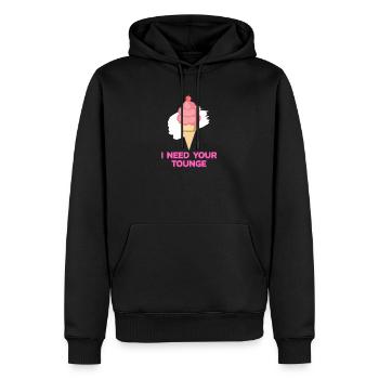 J'ai besoin de toi! Idée cadeau crème glacée - Sweat à capuche Premium bio Homme - noir - Devant - Nico (187cm)