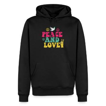 Hippie Peace and Love Puissance des fleurs des années 70 - Sweat à capuche Premium bio Homme - noir - Devant - Nico (187cm)