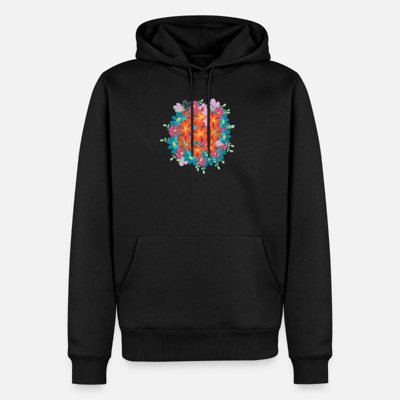 Fleurs - Sweat à capuche Premium bio Homme - noir