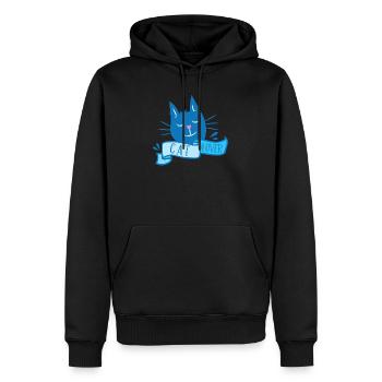 Katzenliebhaber mit niedlichem Kätzchen in Blau - Männer Premium Bio Hoodie - Schwarz - Vorne - Nico (187cm)