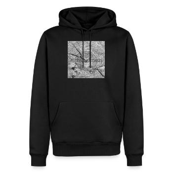 Holz - Männer Premium Bio Hoodie - Schwarz - Vorne - Nico (187cm)