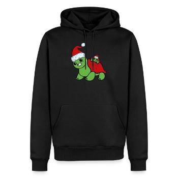 Tortue mignonne douce drôle noël - Sweat à capuche Premium bio Homme - noir - Devant - Nico (187cm)
