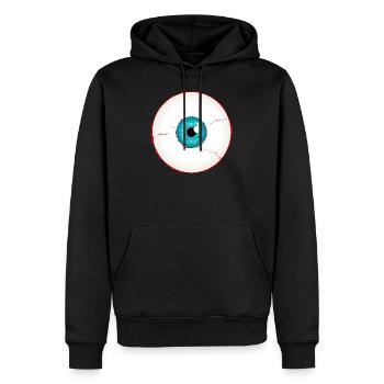 Globe de l’œil / eye-ball bleu turquoise (DDP) - Sweat à capuche Premium bio Homme - noir - Devant - Nico (187cm)