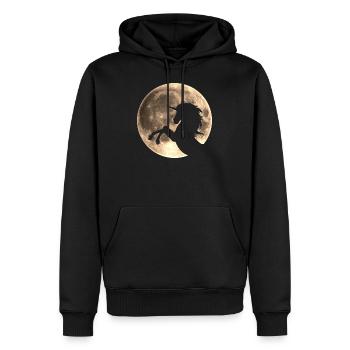 Einhorn, Vollmond , Mond, Magie, Pferd, unicorn, - Männer Premium Bio Hoodie - Schwarz - Vorne - Nico (187cm)