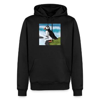Illustration de conception d'oiseau macareux moine peint - Sweat à capuche Premium bio Homme - noir - Devant - Nico (187cm)