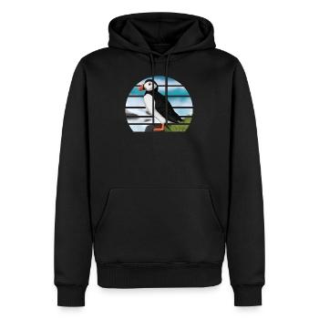 Illustration de conception d'oiseau macareux moine peint - Sweat à capuche Premium bio Homme - noir - Devant - Nico (187cm)