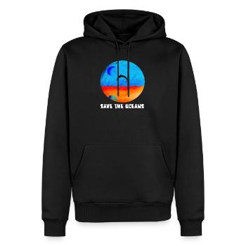 One with the ocean - Save the Oceans Delfin Shirt - Männer Premium Bio Hoodie - Schwarz - Vorne - Nico (187cm)