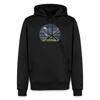 Illustration de conception d'oiseau bergeronnette peinte - Sweat à capuche Premium bio Homme - noir - Devant - Nico (187cm)