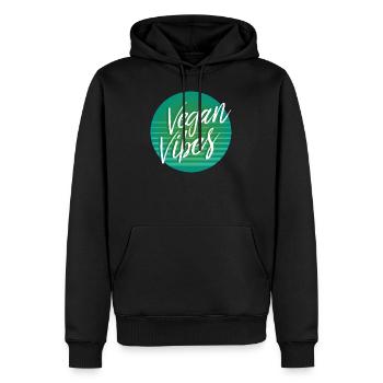 Vegan Vibes - Männer Premium Bio Hoodie - Schwarz - Vorne - Nico (187cm)