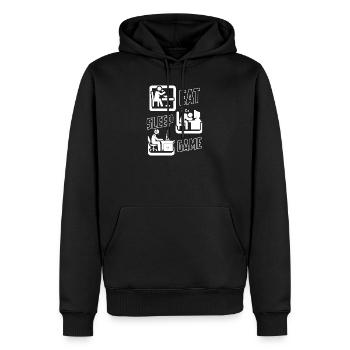 Eat sleep game - Männer Premium Bio Hoodie - Schwarz - Vorne - Nico (187cm)
