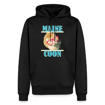 Klevere Maine Coon Katze mit Brille - Männer Premium Bio Hoodie - Schwarz - Vorne - Nico (187cm)