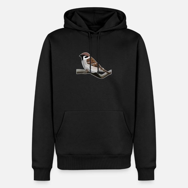 Motif d'oiseau Eurasian Tree Sparrow Bird Animal Design - Sweat à capuche Premium bio Homme - noir