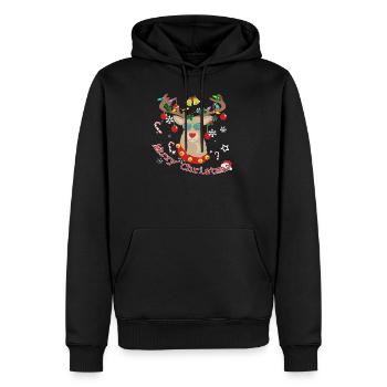 Rennes de Noël - Sweat à capuche Premium bio Homme - noir - Devant - Nico (187cm)