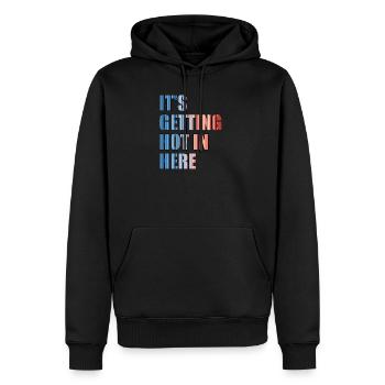 IT'S GETTING HOT IN HERE - Klimawandel - Männer Premium Bio Hoodie - Schwarz - Vorne - Nico (187cm)