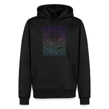 Sea & Dolphins (Lines) - Men’s Premium Organic Hoodie - black - Front - Nico (187cm)