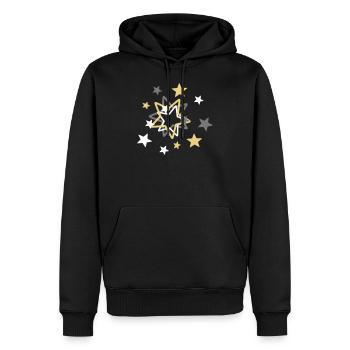 Sternausstellung in weiß silbergrau und goldgelb - Männer Premium Bio Hoodie - Schwarz - Vorne - Nico (187cm)