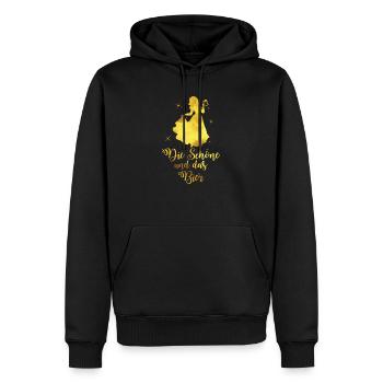Die Schöne und das Bier - Männer Premium Bio Hoodie - Schwarz - Vorne - Nico (187cm)