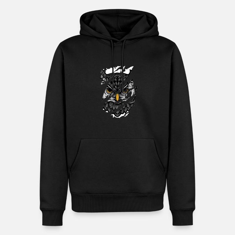 Owl - Eule - Männer Premium Bio Hoodie - Schwarz