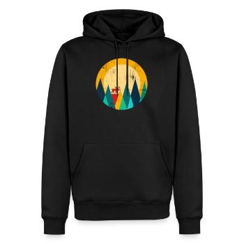 Elch in den Bergen Norwegen Retro Design - Männer Premium Bio Hoodie - Schwarz - Vorne - Nico (187cm)