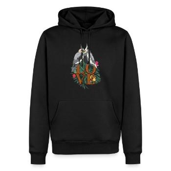 Perruche calopsitte - Sweat à capuche Premium bio Homme - noir - Devant - Nico (187cm)