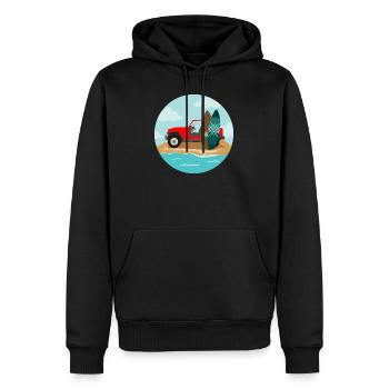 Surfing Wave Jeep und Surfboard Surfer Geschenk - Männer Premium Bio Hoodie - Schwarz - Vorne - Nico (187cm)