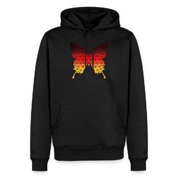 rouge blanc bleu allemagne papillon - Sweat à capuche Premium bio Homme - noir - Devant - Nico (187cm)