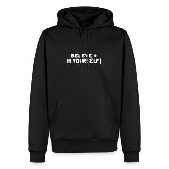 Glaube an dich selbst! - Männer Premium Bio Hoodie - Schwarz - Vorne - Nico (187cm)
