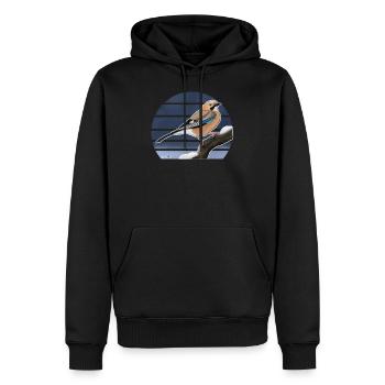 jz.birds Eichelhäher Vogel Illustration - Männer Premium Bio Hoodie - Schwarz - Vorne - Nico (187cm)