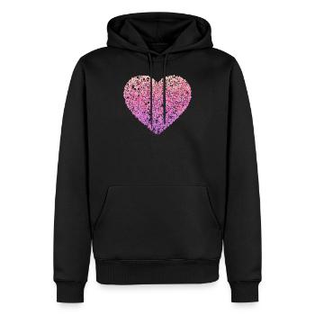 Rosa Blumenherz - Männer Premium Bio Hoodie - Schwarz - Vorne - Nico (187cm)