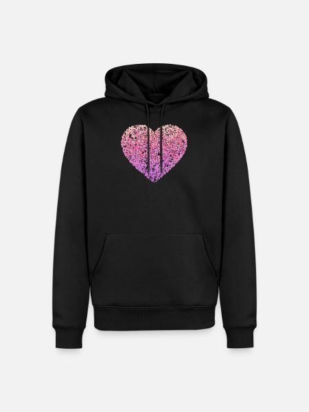 Rosa Blumenherz - Männer Premium Bio Hoodie - Schwarz