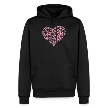 fleur feuilles coeur - Sweat à capuche Premium bio Homme - noir - Devant - Nico (187cm)