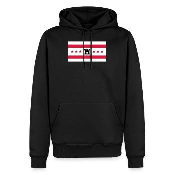Die Flagge von Drenthe - Männer Premium Bio Hoodie - Schwarz - Vorne - Nico (187cm)