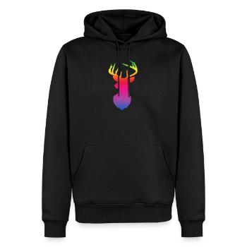 Hirsch Spektrum - Männer Premium Bio Hoodie - Schwarz - Vorne - Nico (187cm)