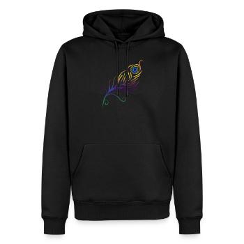 Tatouage tribal plume de paon idée cadeau plume - Sweat à capuche Premium bio Homme - noir - Devant - Nico (187cm)