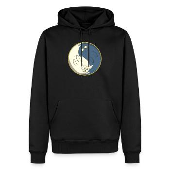 Chats ying yang - Sweat à capuche Premium bio Homme - noir - Devant - Nico (187cm)