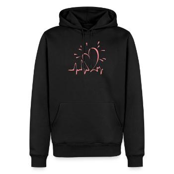 battement de coeur - ligne de battement de coeur rose en forme de coeur - Sweat à capuche Premium bio Homme - noir - Devant - Nico (187cm)