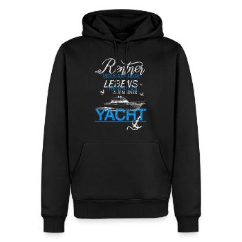 Rentner Leben auf Yacht Boot Spruch Lustig Geschen - Männer Premium Bio Hoodie - Schwarz - Vorne - Nico (187cm)