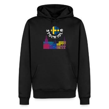 Stockholm - Sweat à capuche Premium bio Homme - noir - Devant - Nico (187cm)