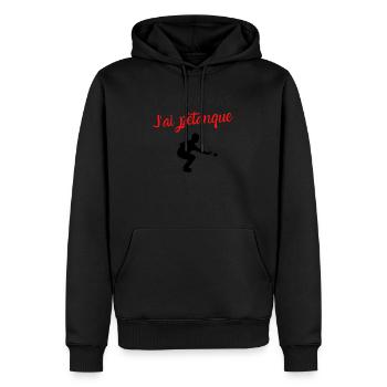 Je peux pas j'ai pétanque humour boules - Sweat à capuche Premium bio Homme - noir - Devant - Nico (187cm)