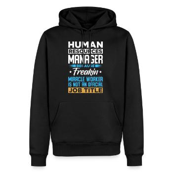 Responsable des ressources humaines - Sweat à capuche Premium bio Homme - noir - Devant - Nico (187cm)